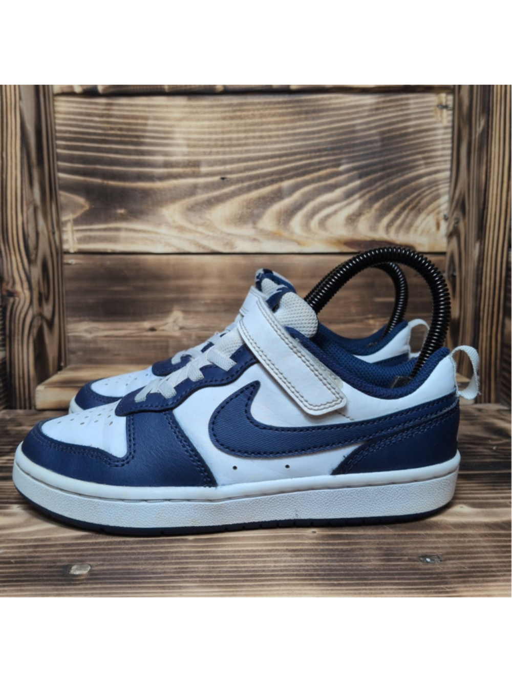 Nike Court Borough Low 2 Kids Size 1Y Shoes White Midnight Navy BQ5451-107
